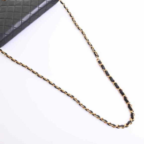 Chanel Lambskin Matelasse Full Flap Chain Shoulder Bag Black - Picture 3 of 6